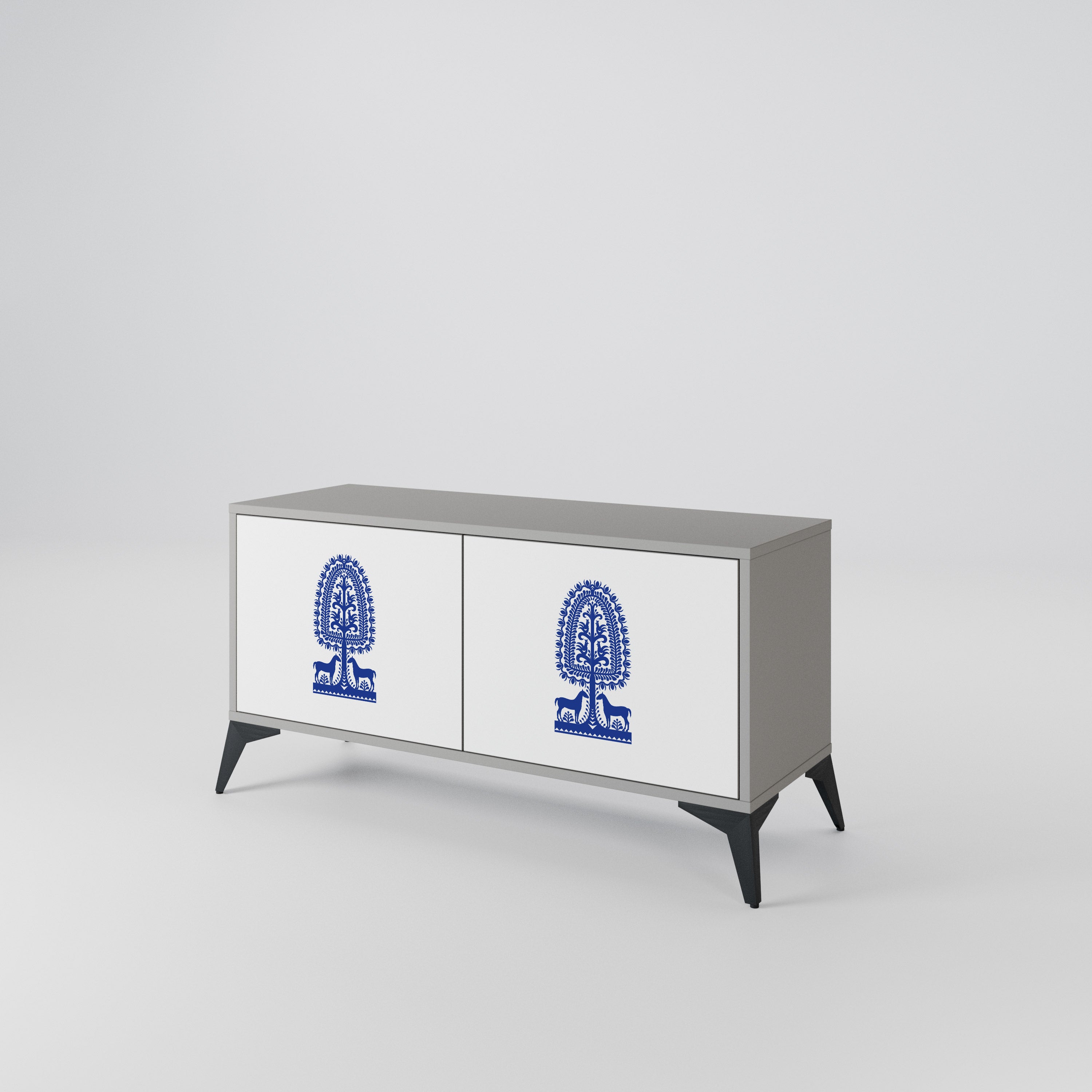 POLISH FOLK ART Kompakt TV-bänk med 2 dörrar