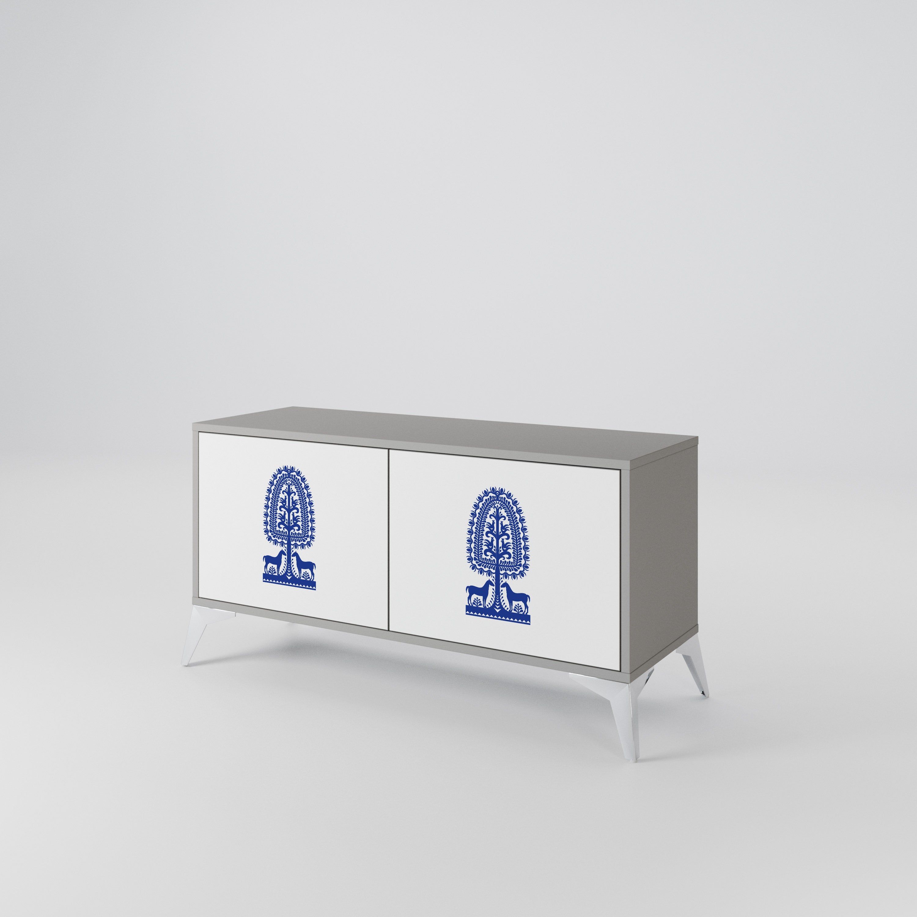 POLISH FOLK ART Kompakt TV-bänk med 2 dörrar