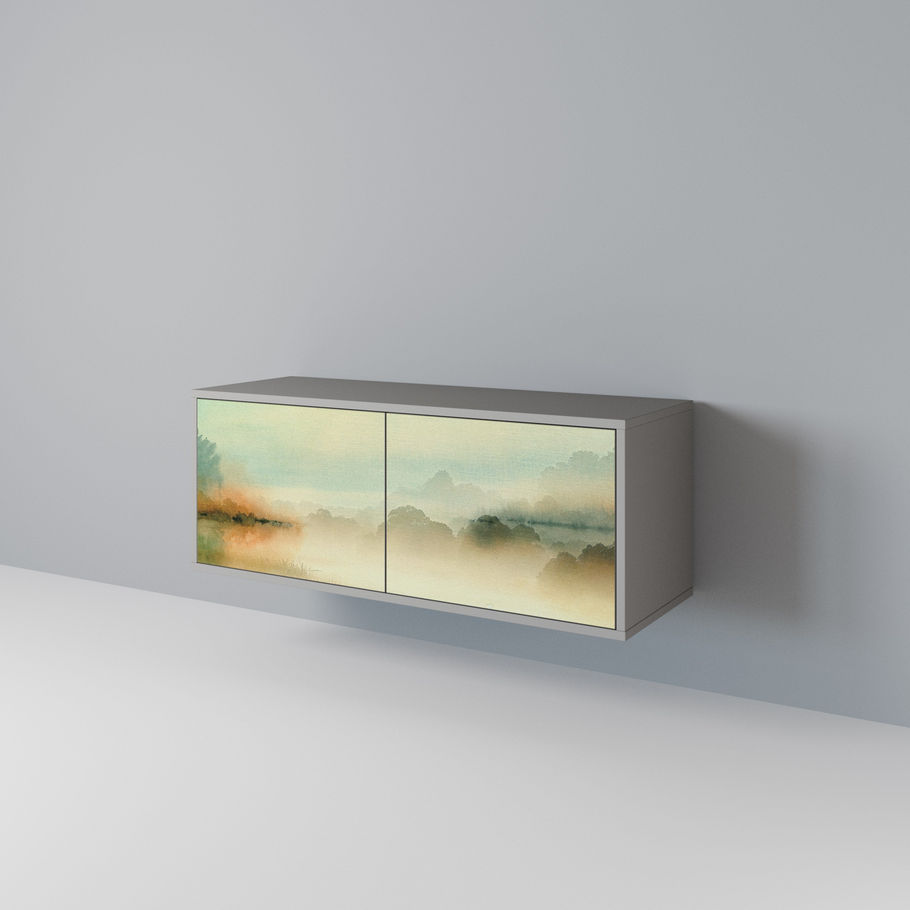 MORNING BY THE LAKE Kompakt TV-bänk med 2 dörrar