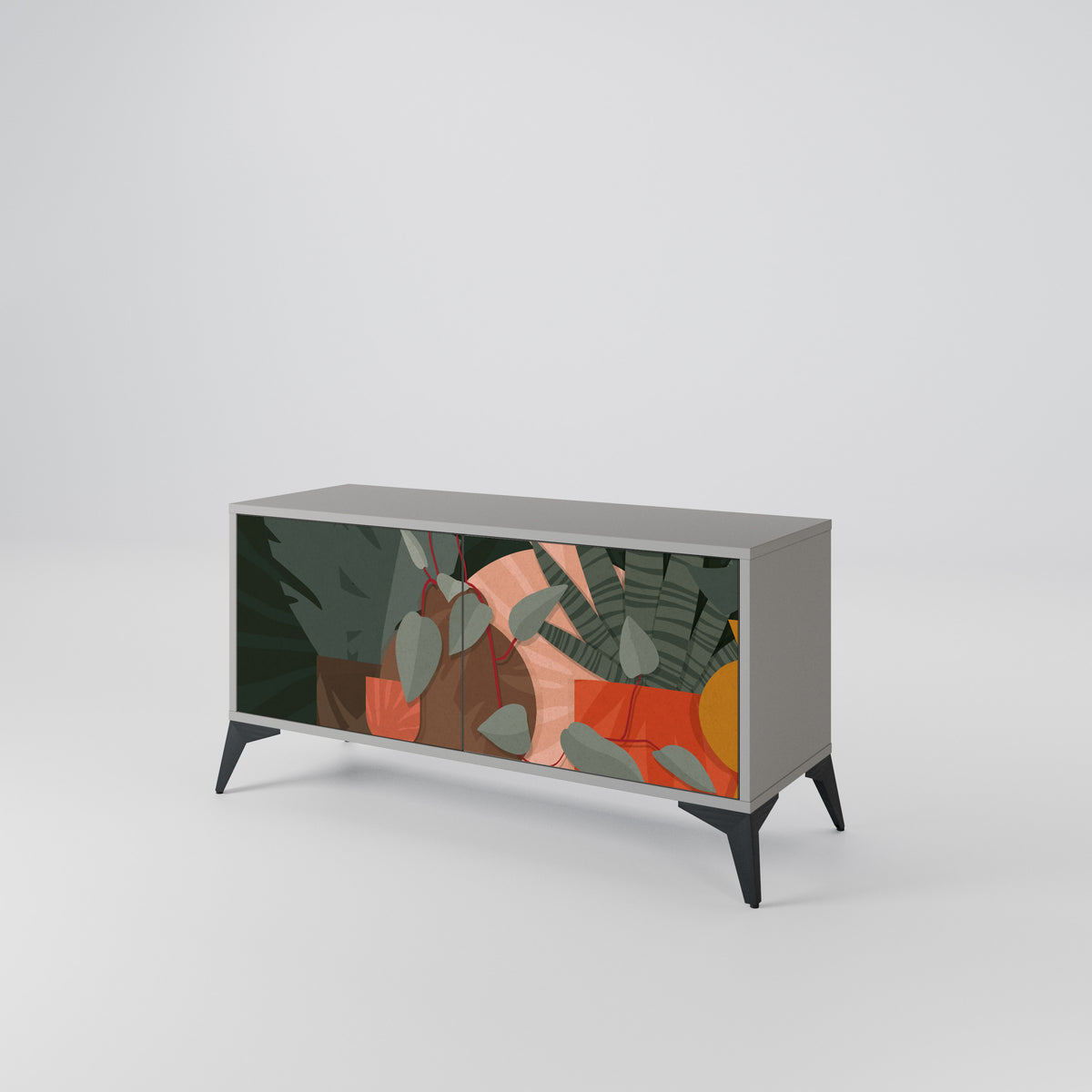 TROPICAL COMPOSITION Kompakt TV-bänk med 2 dörrar
