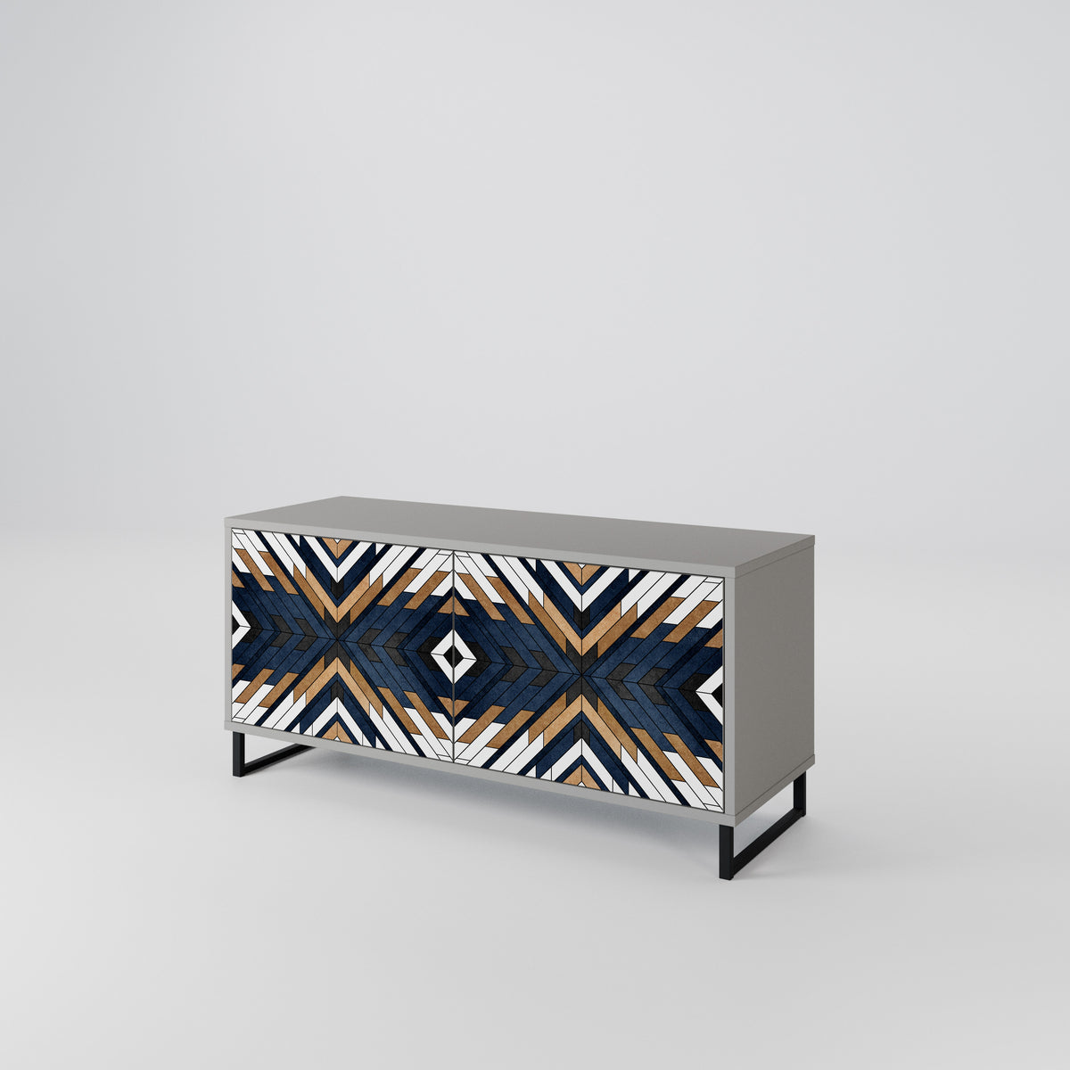 ARTFUL GEOMETRY Kompakt TV-bänk med 2 dörrar
