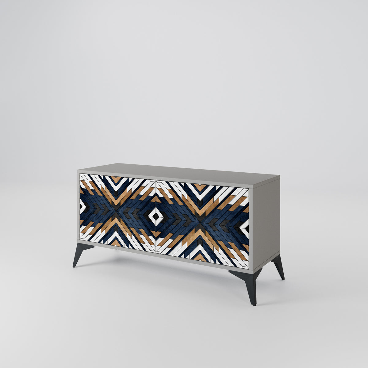 ARTFUL GEOMETRY Kompakt TV-bänk med 2 dörrar