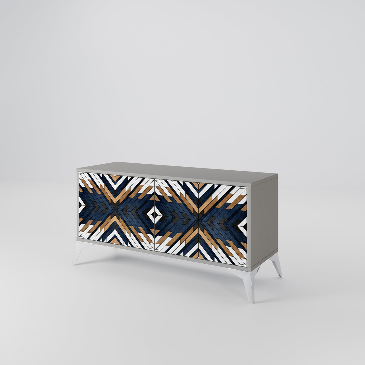 ARTFUL GEOMETRY Kompakt TV-bänk med 2 dörrar