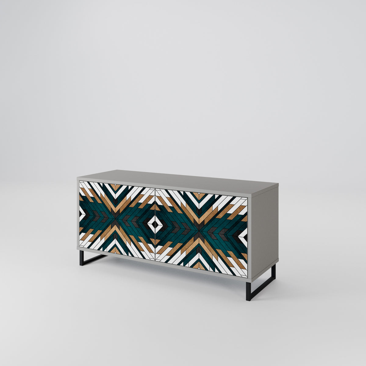ARTISTIC GEOMETRY Kompakt TV-bänk med 2 dörrar