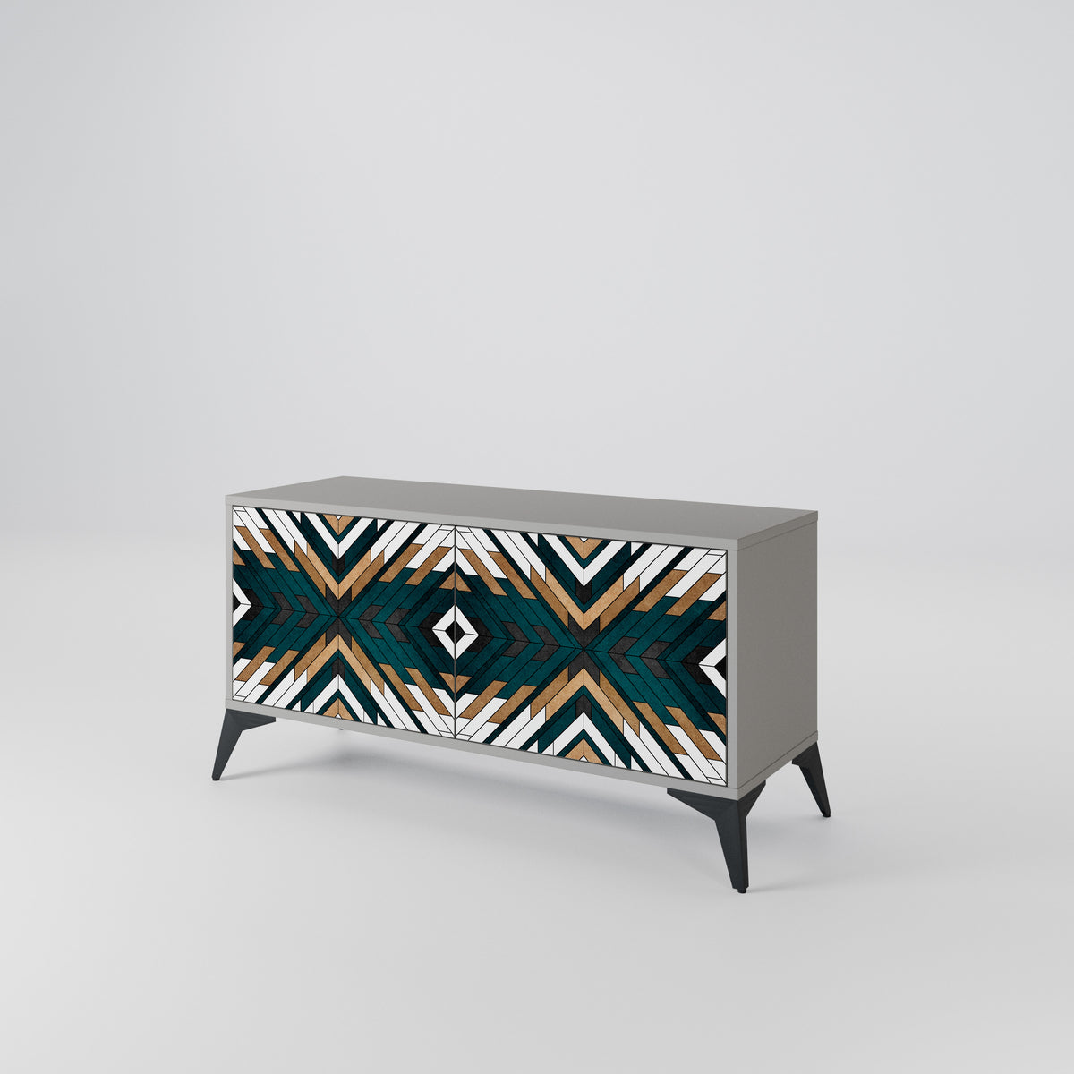 ARTISTIC GEOMETRY Kompakt TV-bänk med 2 dörrar