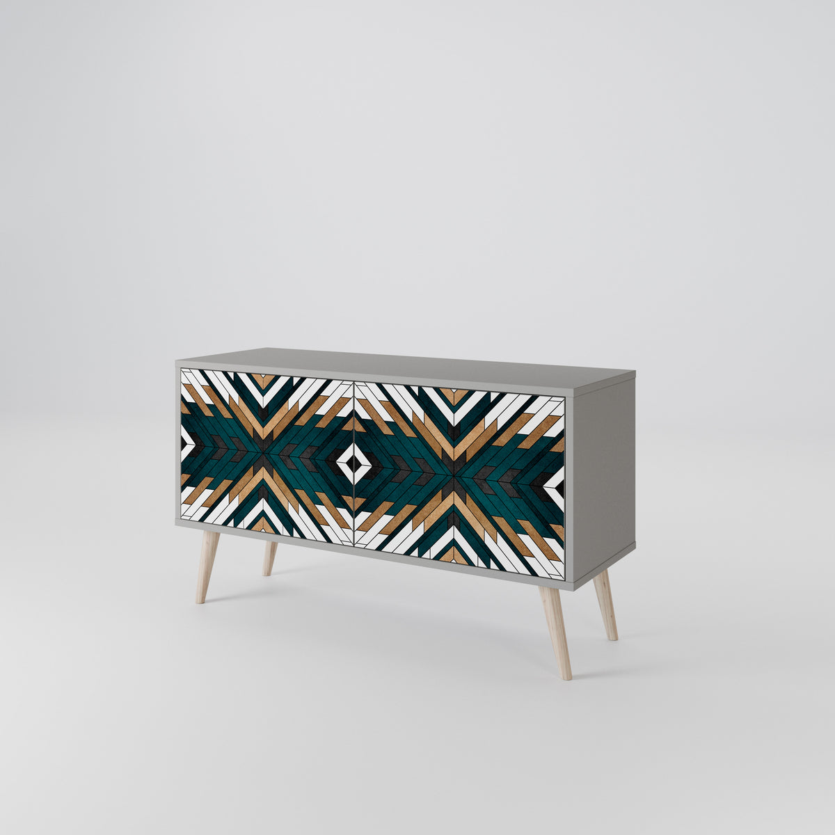 ARTISTIC GEOMETRY Kompakt TV-bänk med 2 dörrar