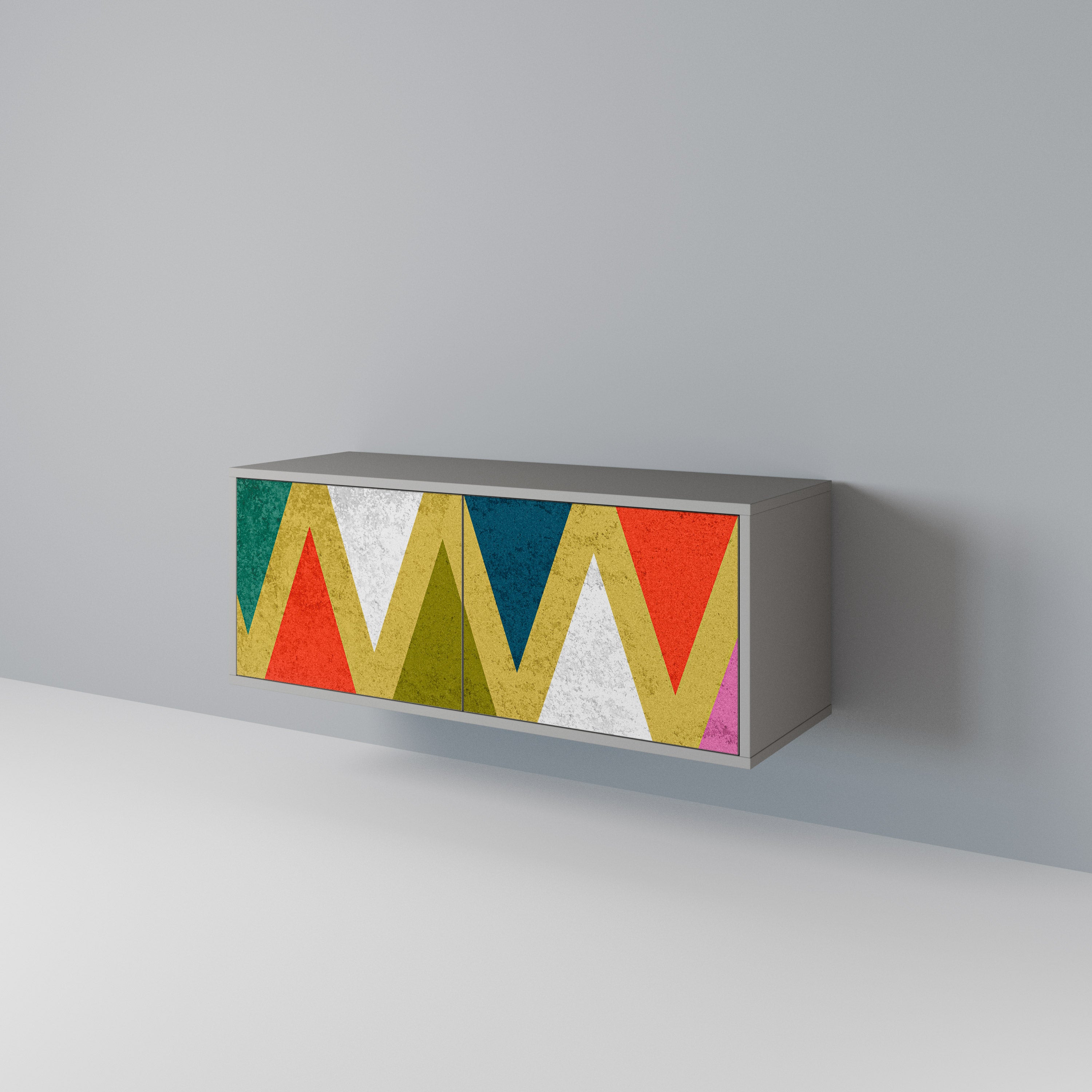 COLORFUL TRIANGLES Kompakt TV-bänk med 2 dörrar