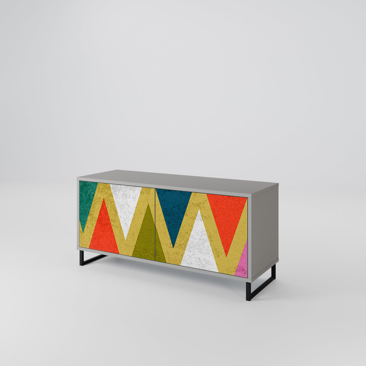 COLORFUL TRIANGLES Kompakt TV-bänk med 2 dörrar