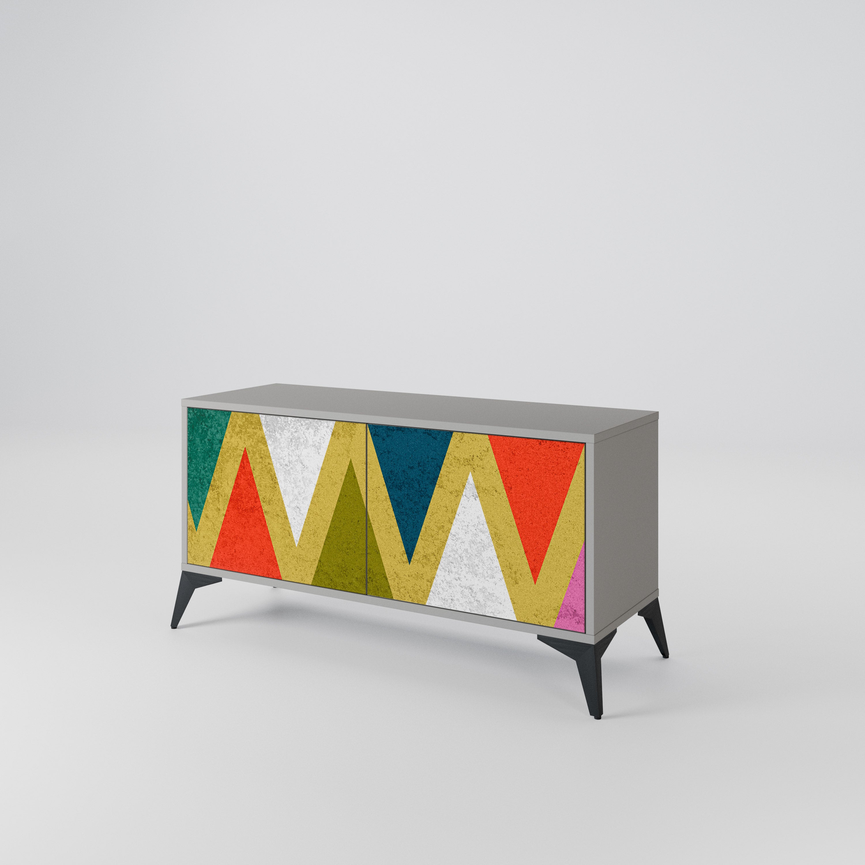 COLORFUL TRIANGLES Kompakt TV-bänk med 2 dörrar