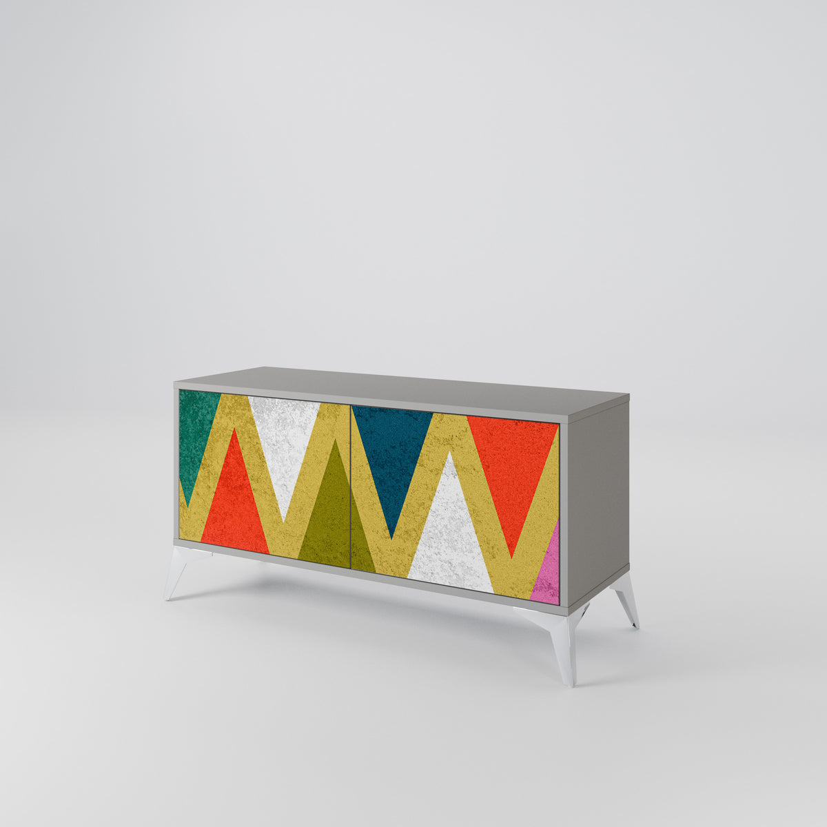 COLORFUL TRIANGLES Kompakt TV-bänk med 2 dörrar