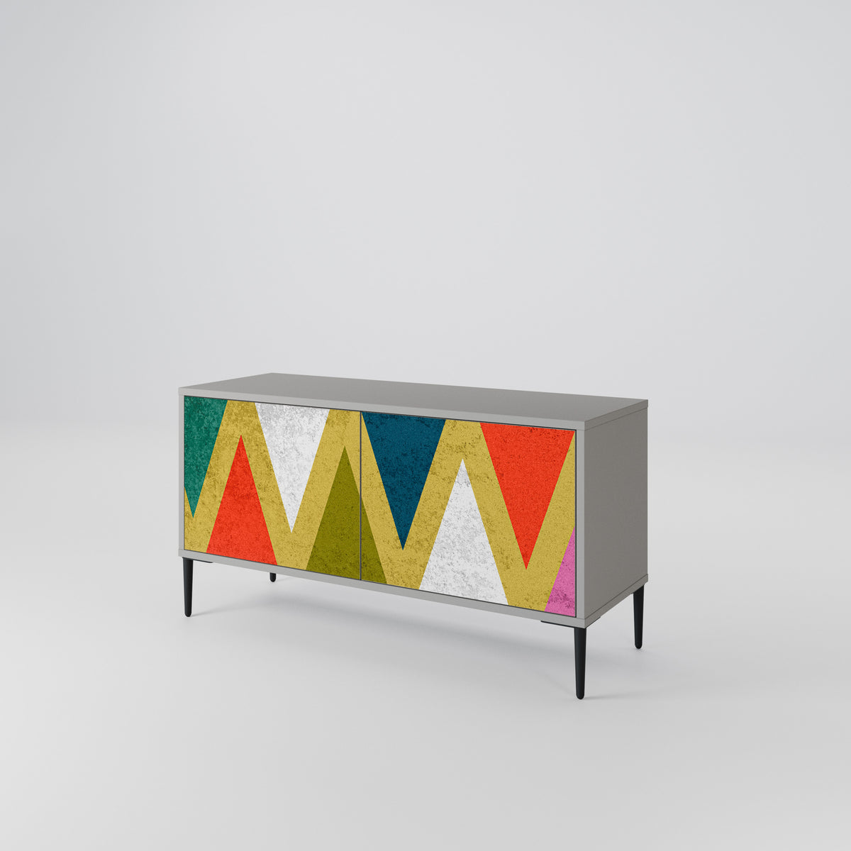 COLORFUL TRIANGLES Kompakt TV-bänk med 2 dörrar