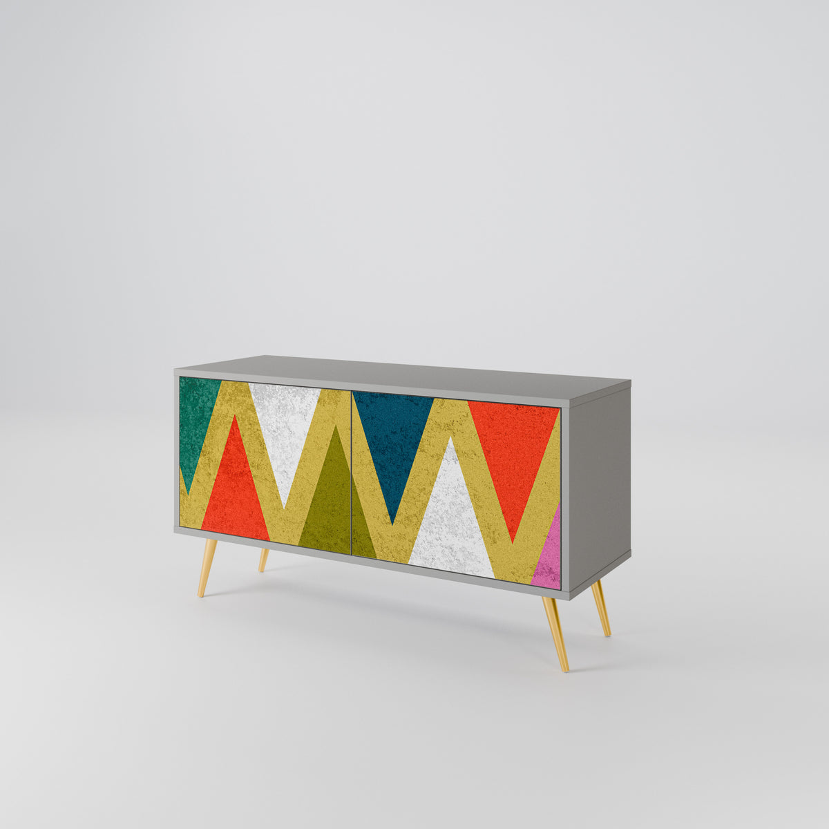 COLORFUL TRIANGLES Kompakt TV-bänk med 2 dörrar