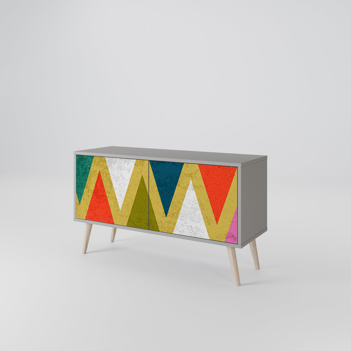 COLORFUL TRIANGLES Kompakt TV-bänk med 2 dörrar
