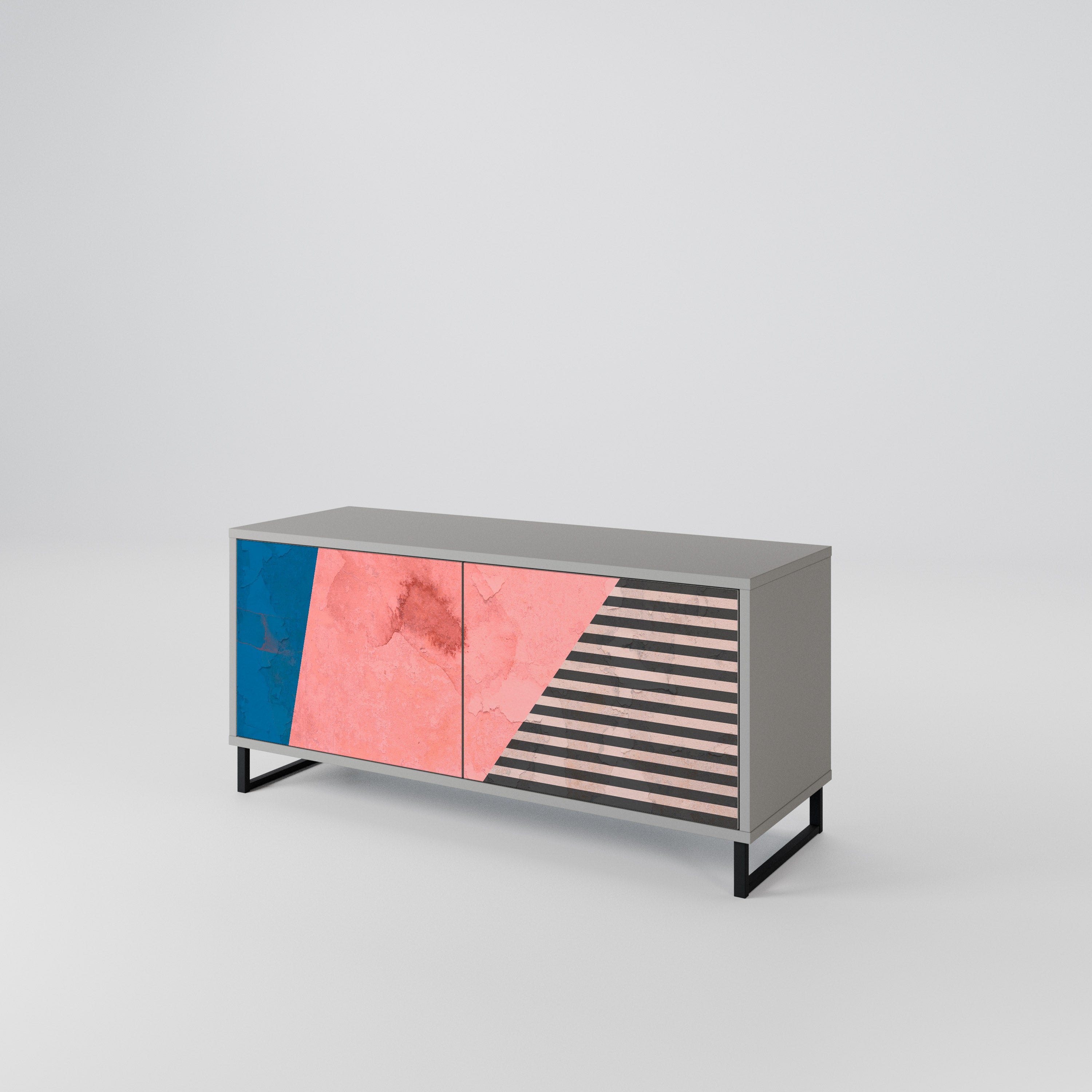 GLAMOROUS STRIPE Kompakt TV-bänk med 2 dörrar