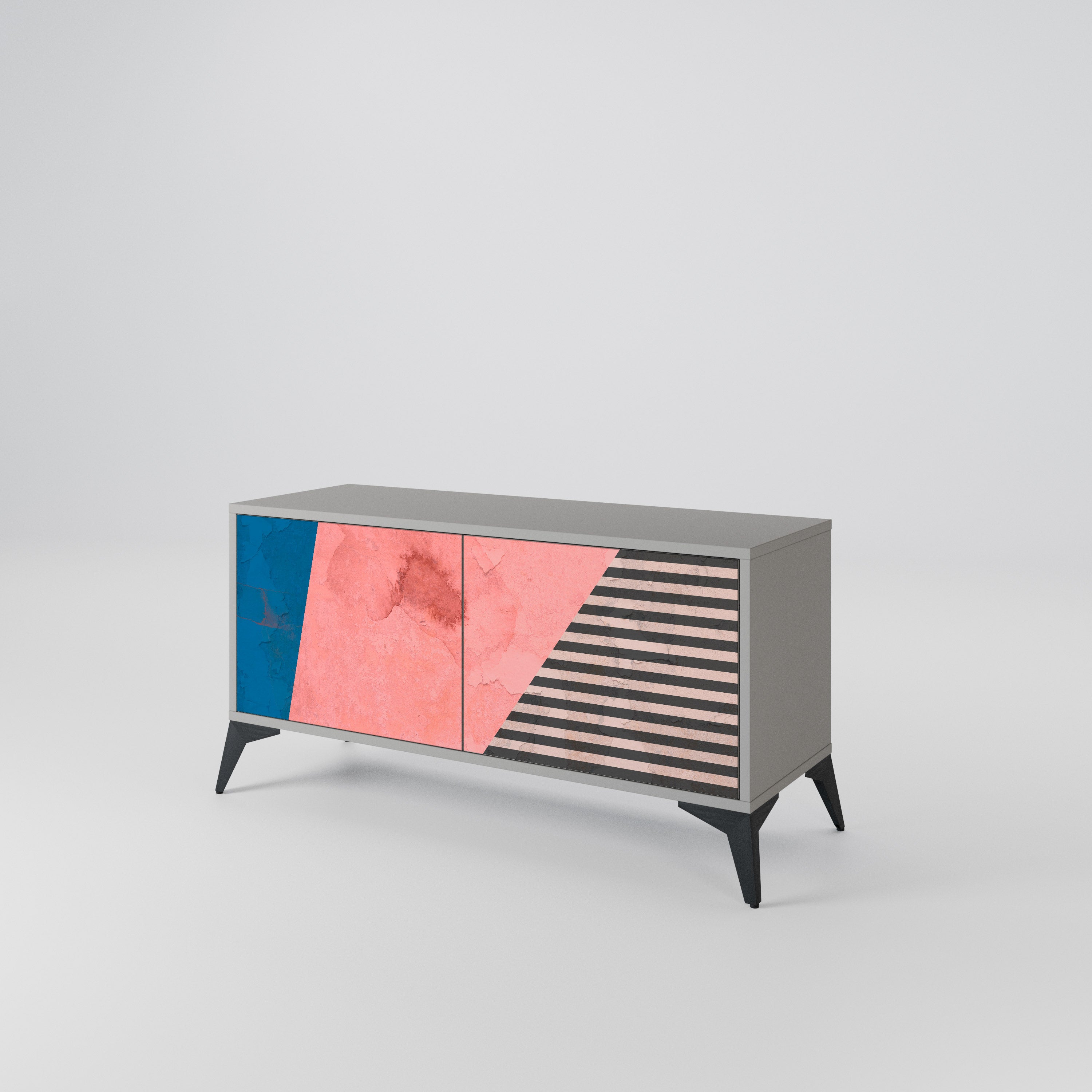 GLAMOROUS STRIPE Kompakt TV-bänk med 2 dörrar