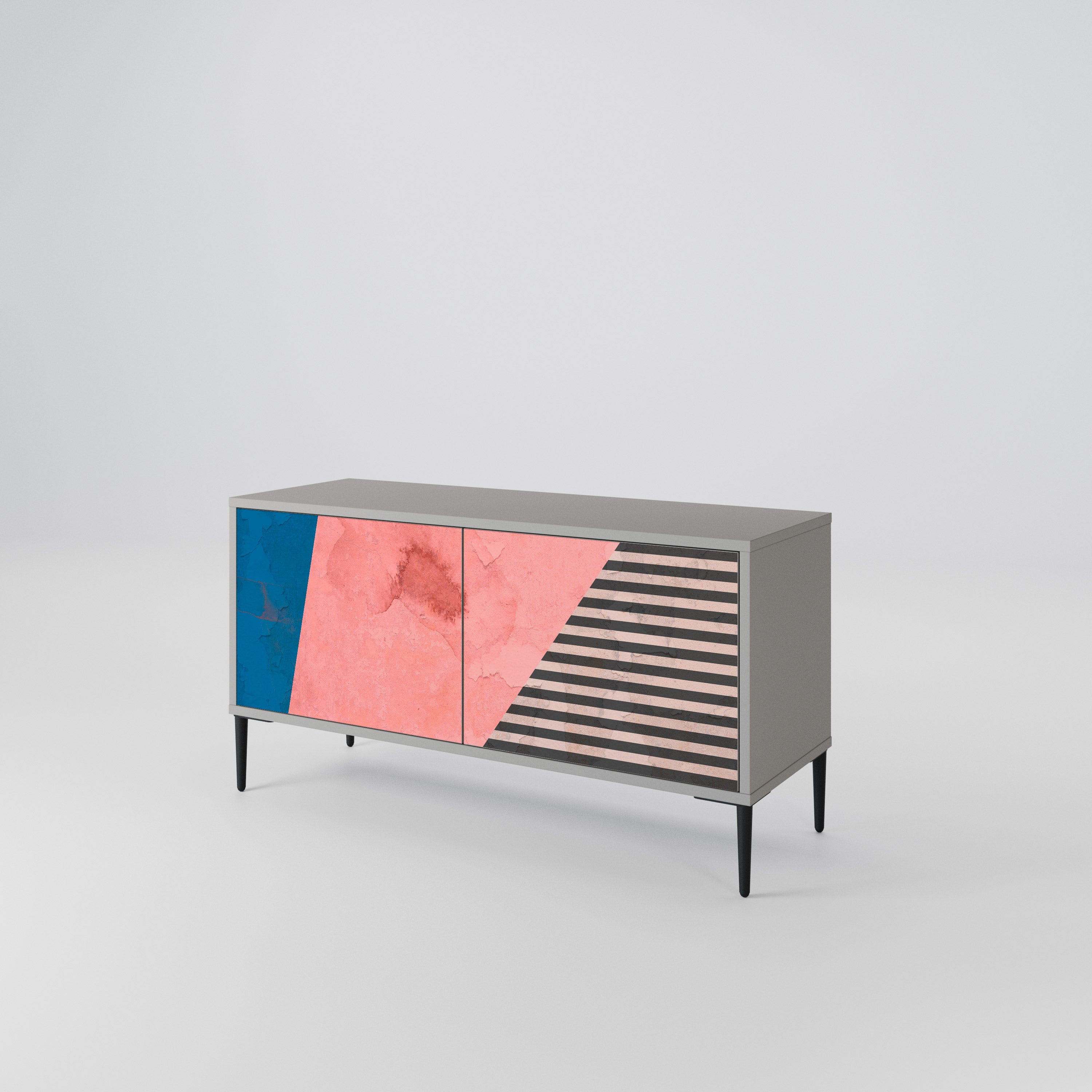 GLAMOROUS STRIPE Kompakt TV-bänk med 2 dörrar