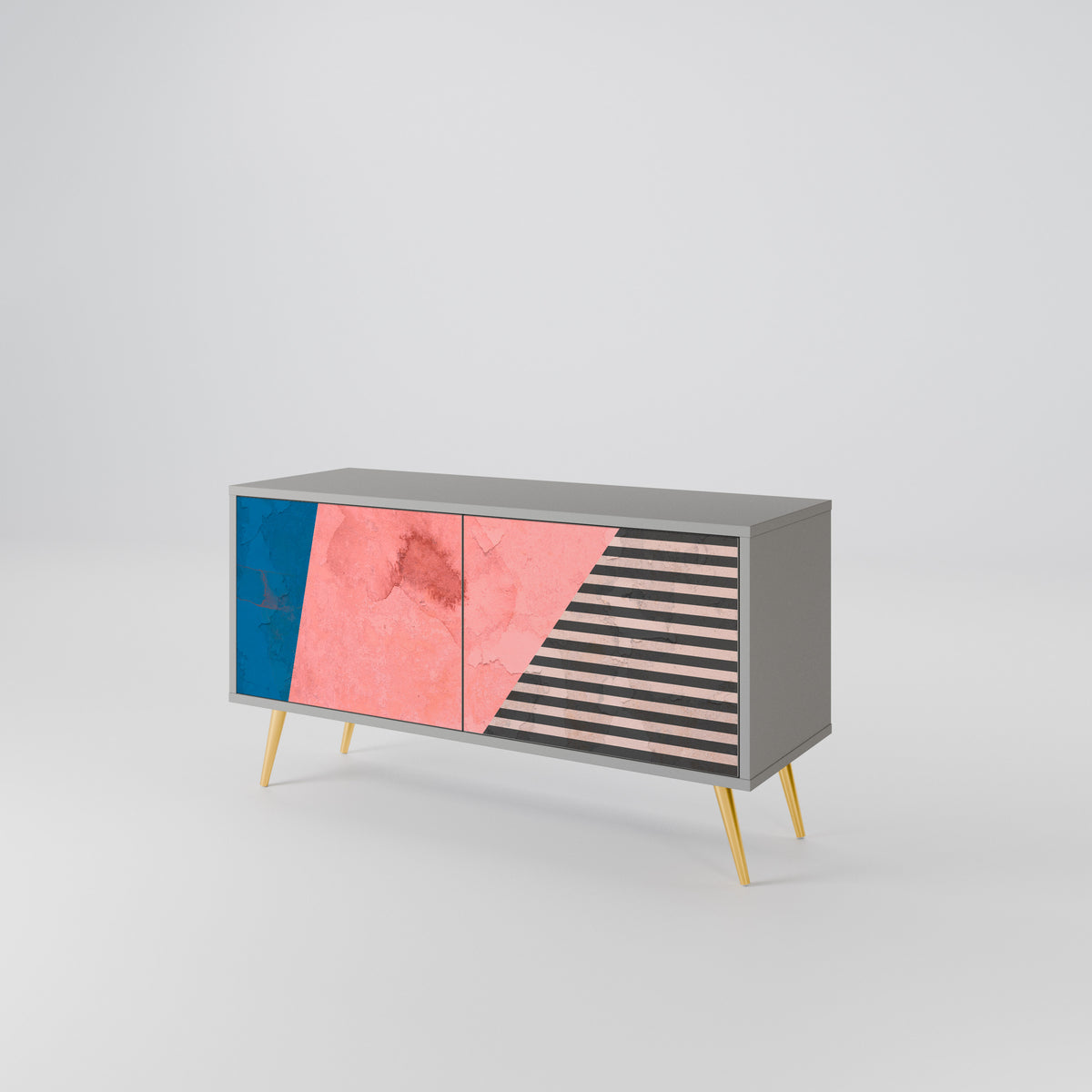 GLAMOROUS STRIPE Kompakt TV-bänk med 2 dörrar