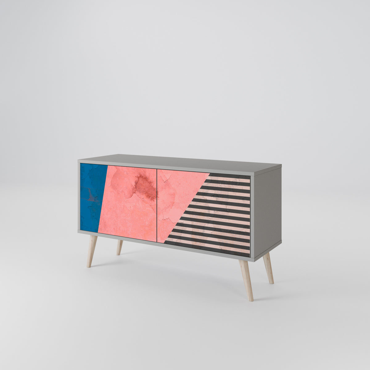 GLAMOROUS STRIPE Kompakt TV-bänk med 2 dörrar
