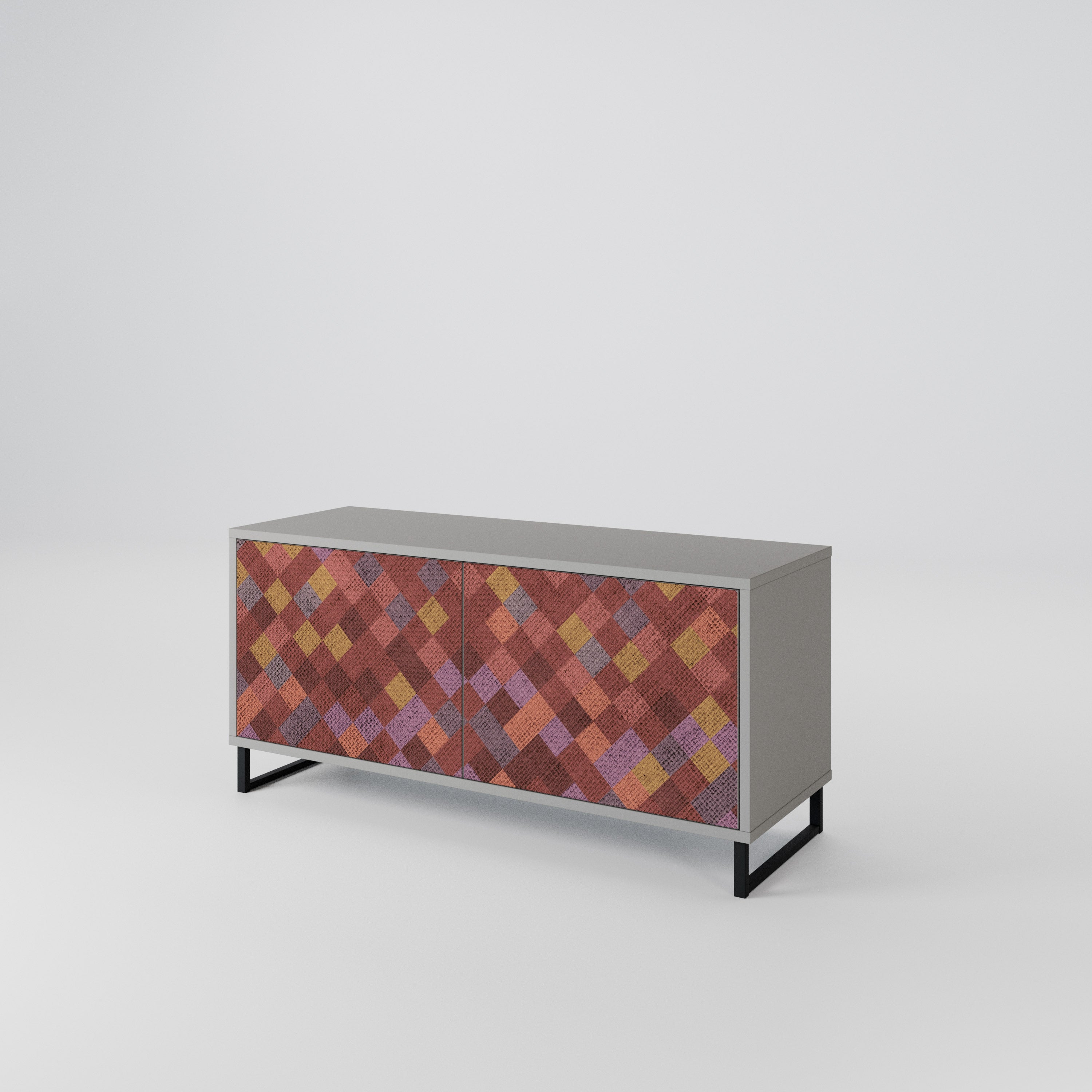 PAINTED SQUARES Kompakt TV-bänk med 2 dörrar