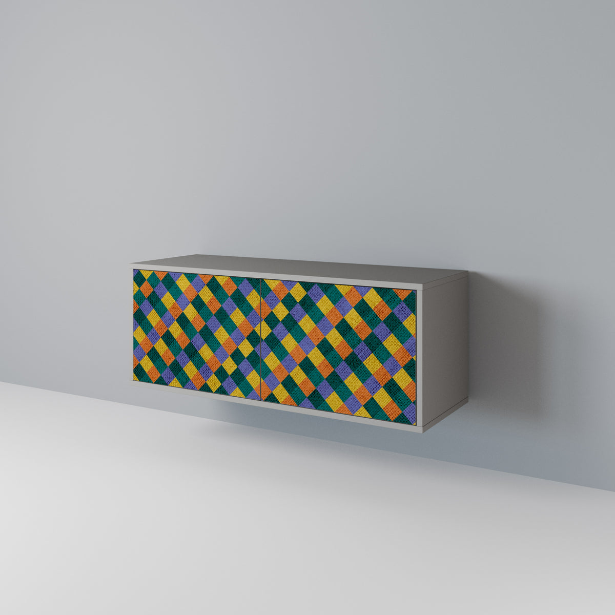 PAINTED SQUARES MIX Mueble de TV Compacto de 2 puertas
