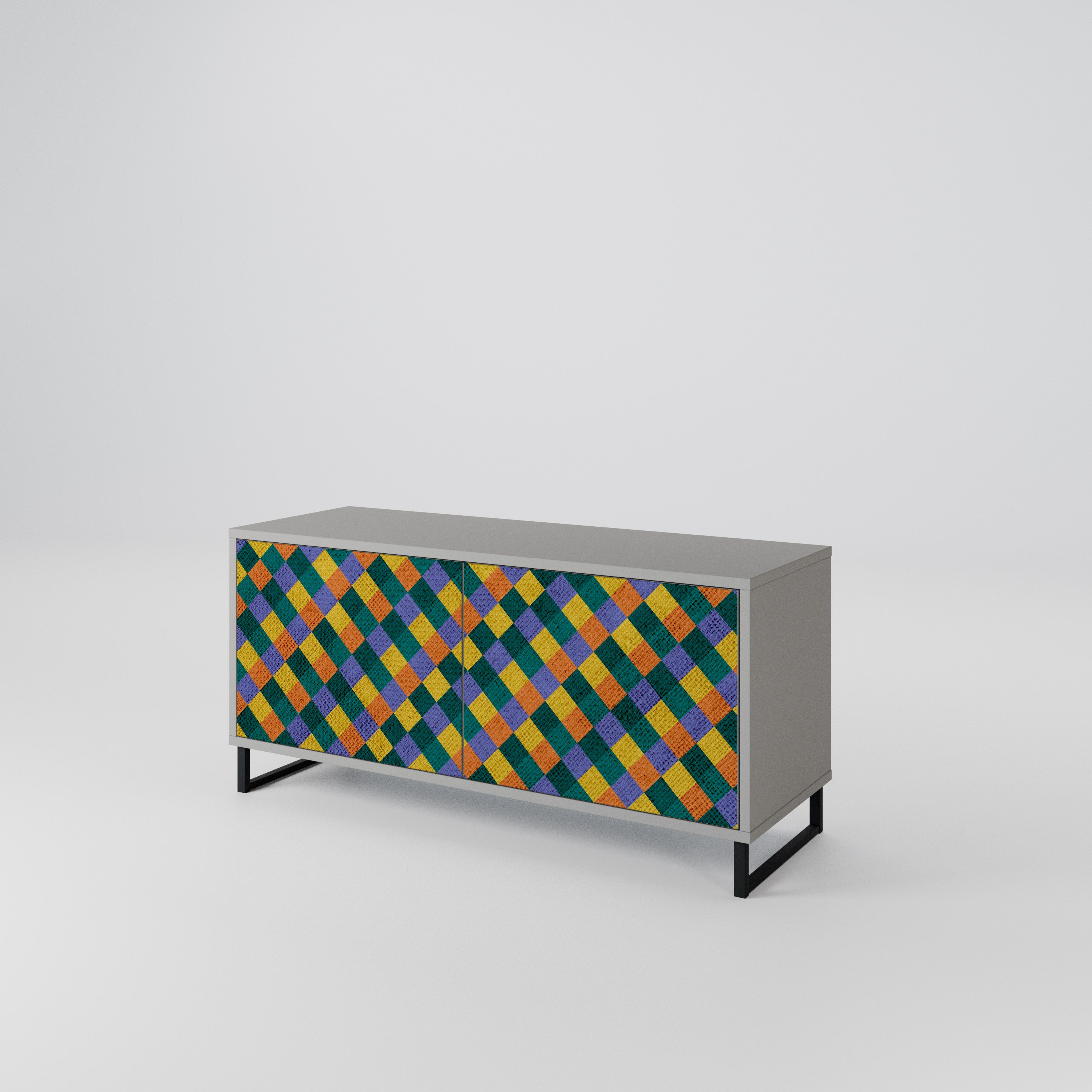 PAINTED SQUARES MIX Kompakt TV-bänk med 2 dörrar