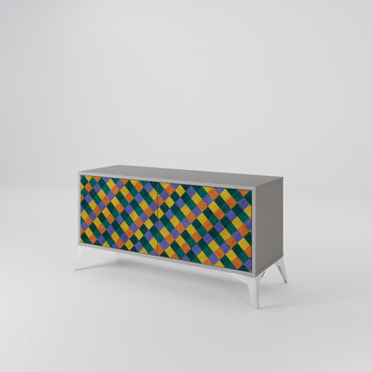 PAINTED SQUARES MIX Mueble de TV Compacto de 2 puertas