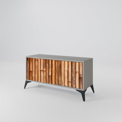 NATURAL WOOD Mueble de TV Compacto de 2 puertas