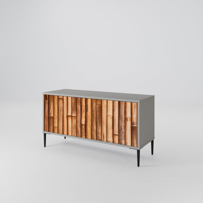 NATURAL WOOD Mueble de TV Compacto de 2 puertas