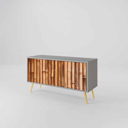 NATURAL WOOD Mueble de TV Compacto de 2 puertas
