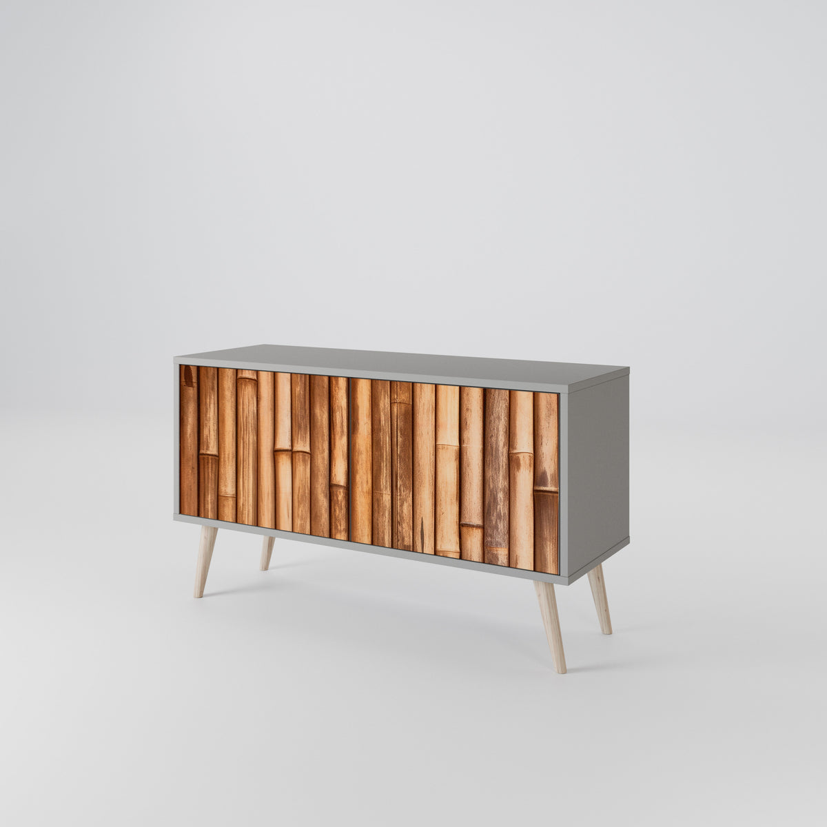 NATURAL WOOD Mueble de TV Compacto de 2 puertas