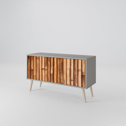 NATURAL WOOD Mueble de TV Compacto de 2 puertas