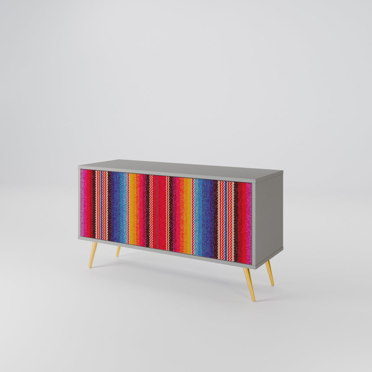 ETHNIC MEXICAN Mueble de TV Compacto de 2 puertas