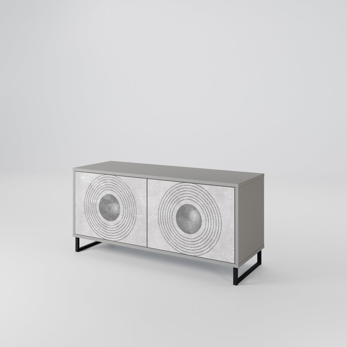 SOLID CIRCLES Kompakt TV-bänk med 2 dörrar