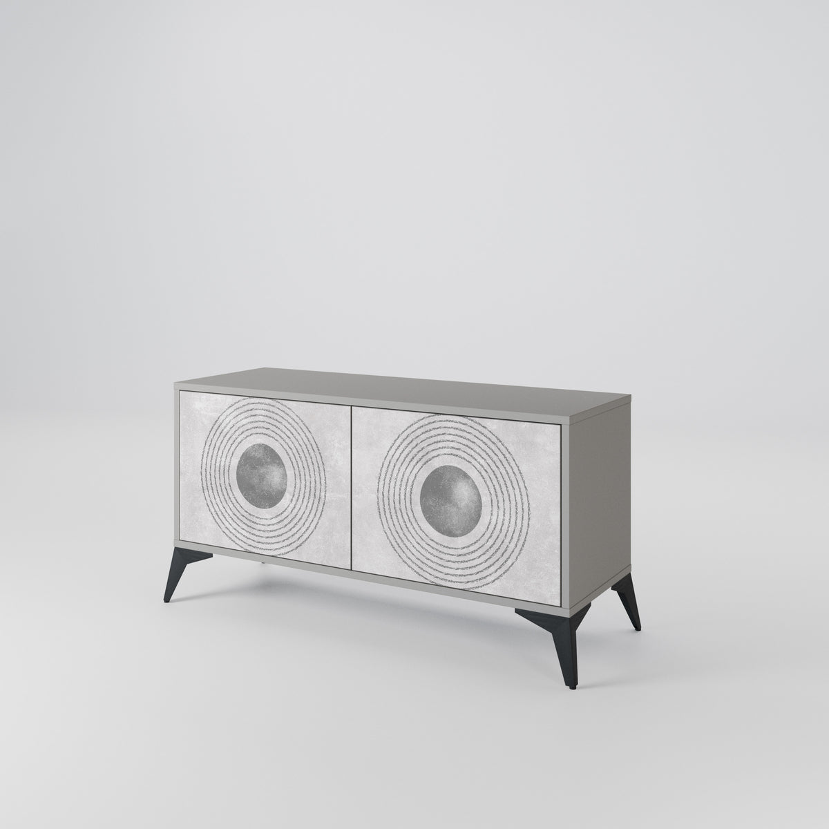 SOLID CIRCLES Kompakt TV-bänk med 2 dörrar