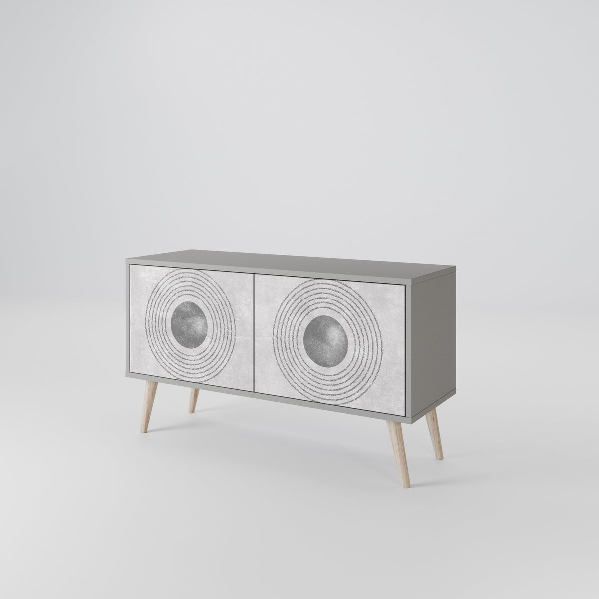 SOLID CIRCLES Kompakt TV-bänk med 2 dörrar