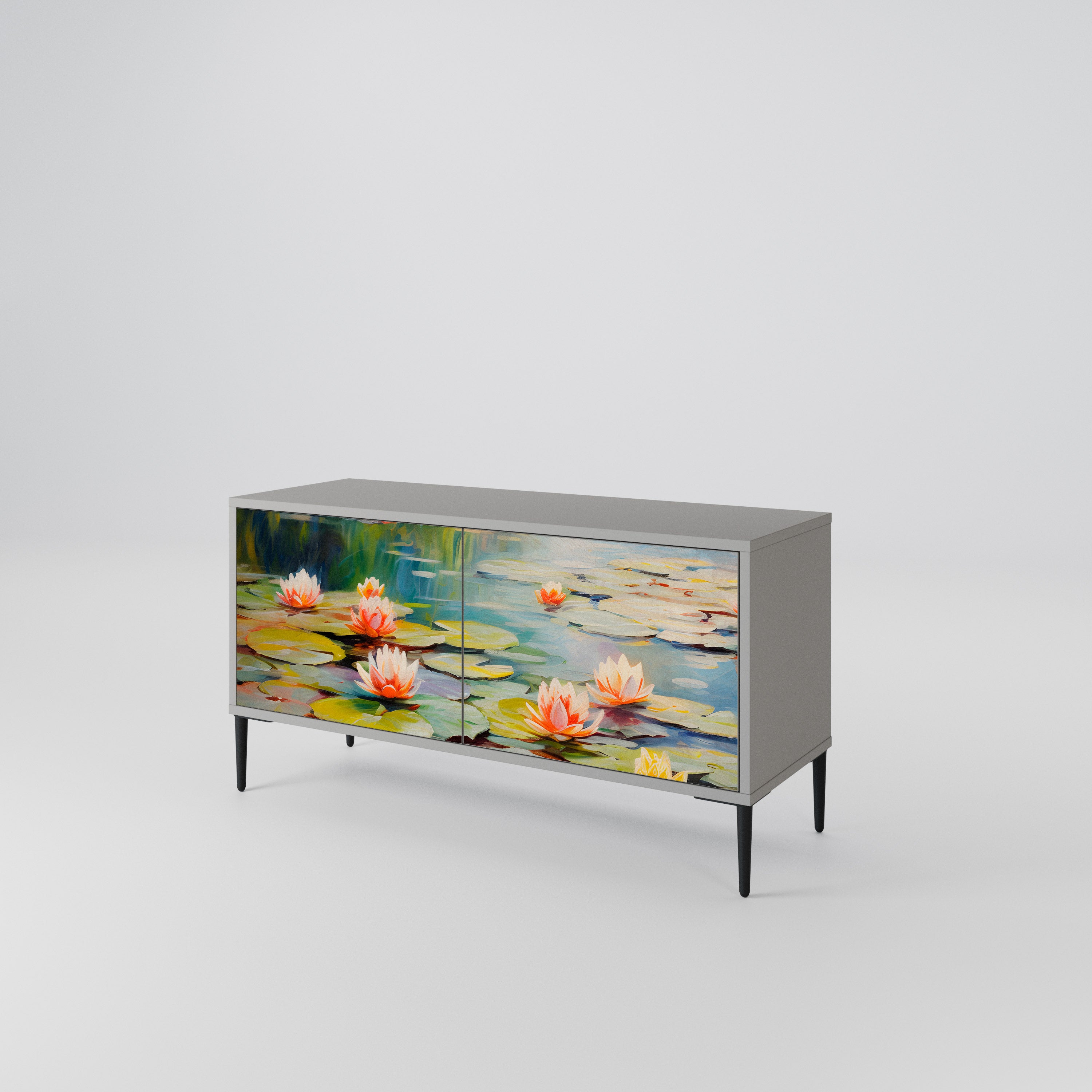 BLOOMING WATERS Compact 2-Door TV Cabinet