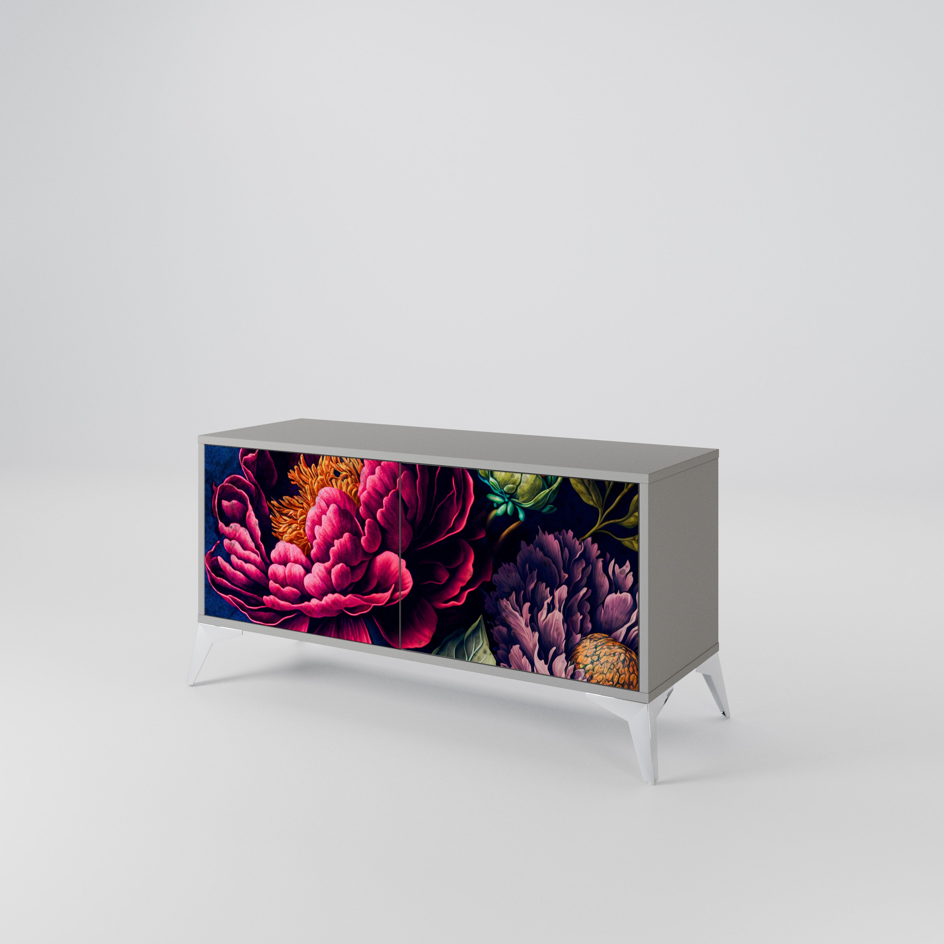 BLOOMING ELEGANCE Compact 2-Door TV Cabinet