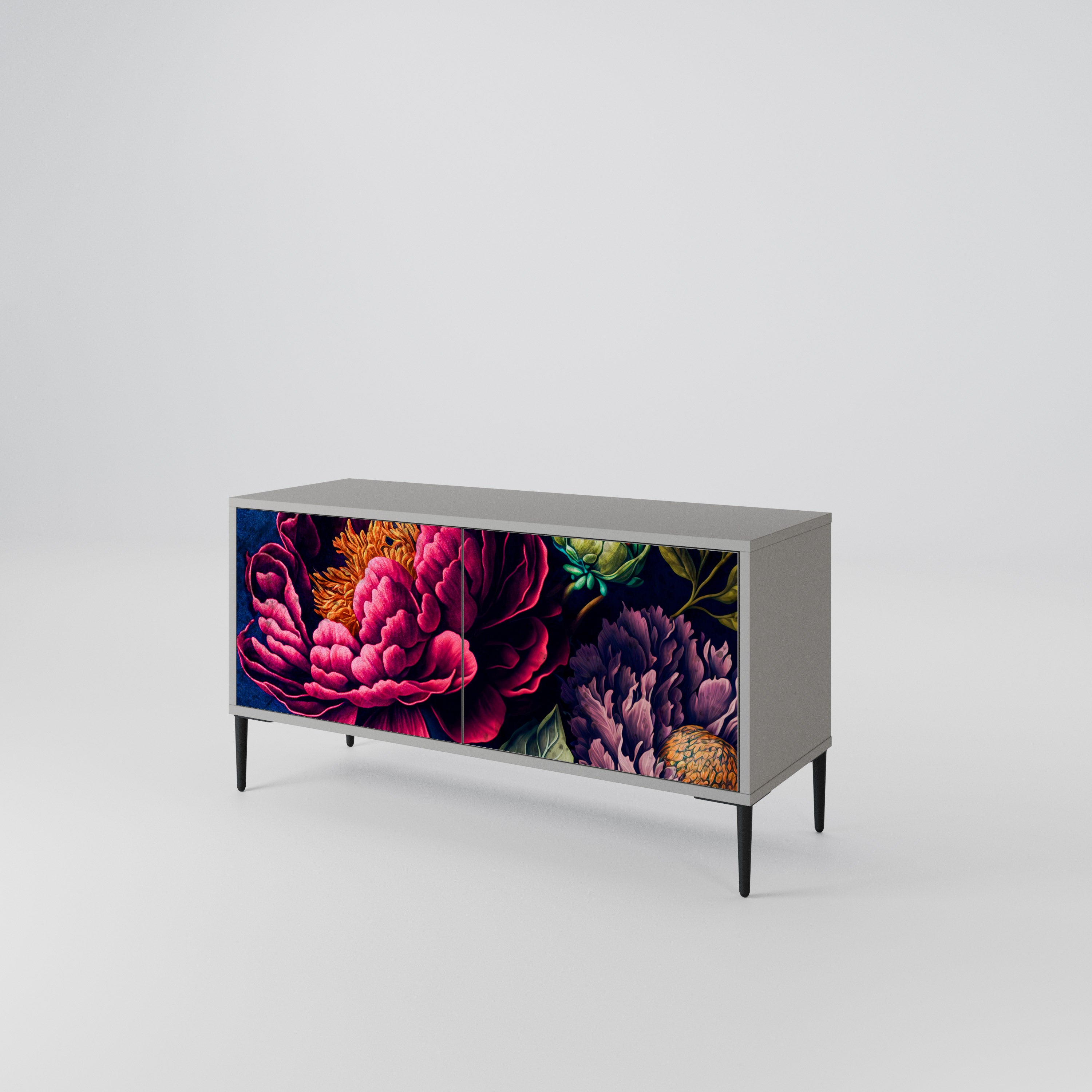 BLOOMING ELEGANCE Compact 2-Door TV Cabinet