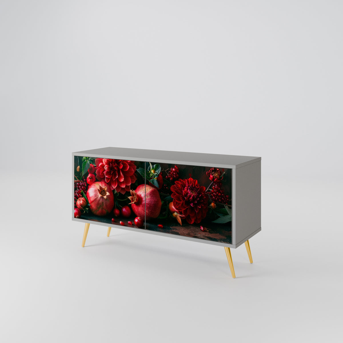 DAHLIAS AND POMEGRANATES Mueble de TV Compacto de 2 puertas