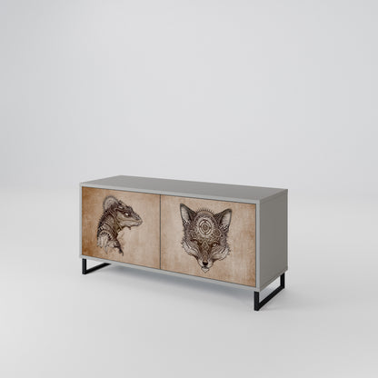 STEAMPUNK CLAN Mueble de TV Compacto de 2 puertas