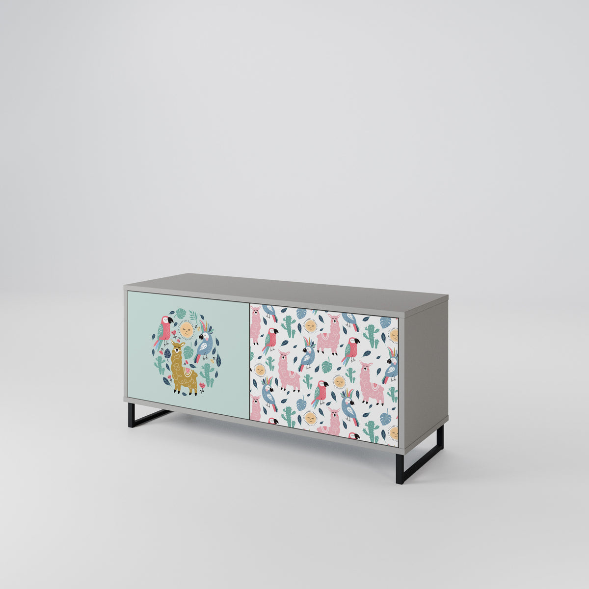 COLORFUL ALPACAS Mueble de TV Compacto de 2 puertas