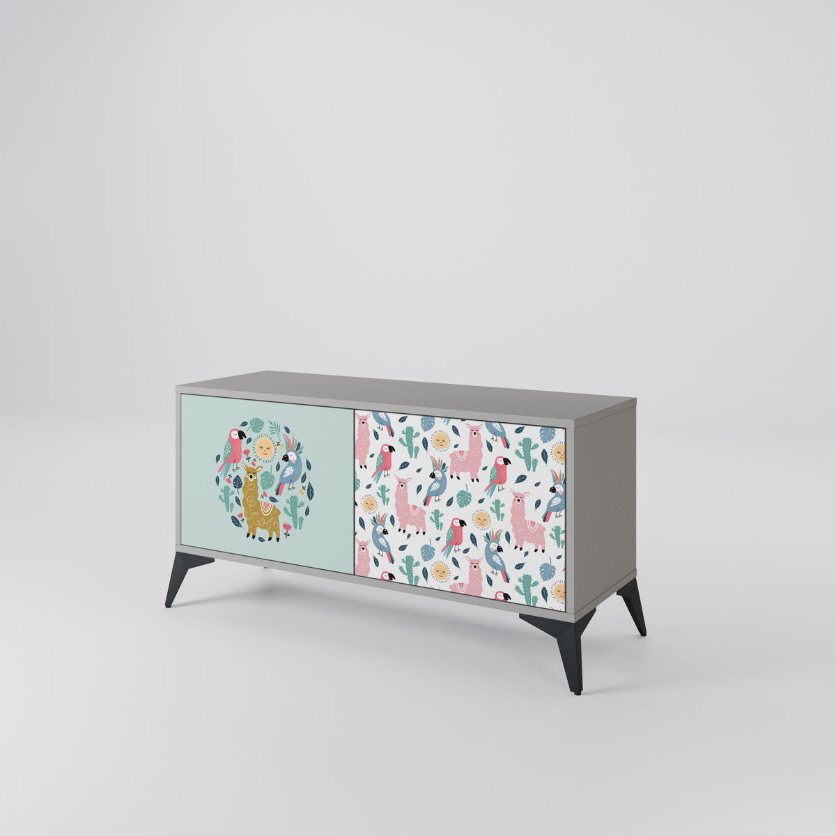 COLORFUL ALPACAS Mueble de TV Compacto de 2 puertas
