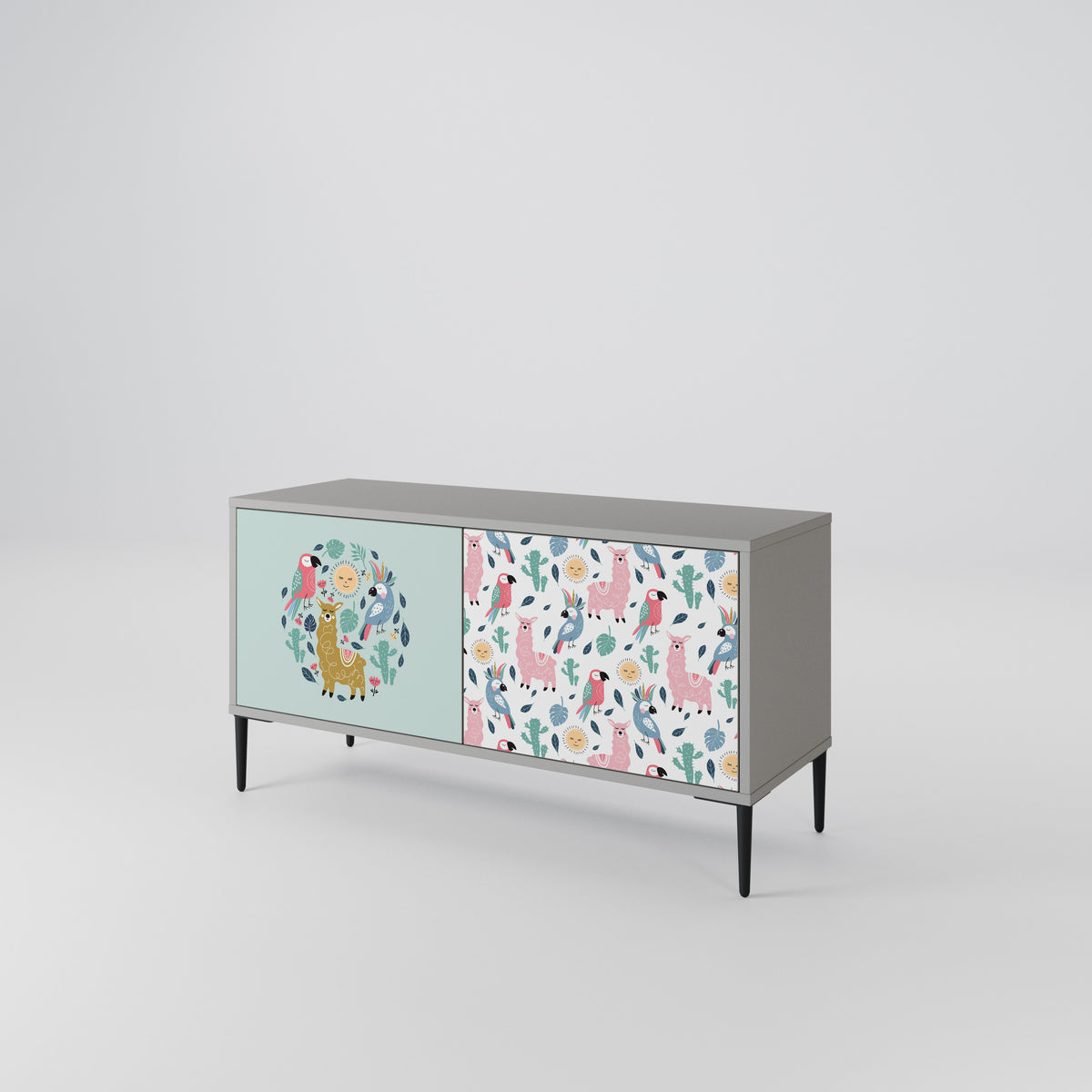 COLORFUL ALPACAS Mueble de TV Compacto de 2 puertas