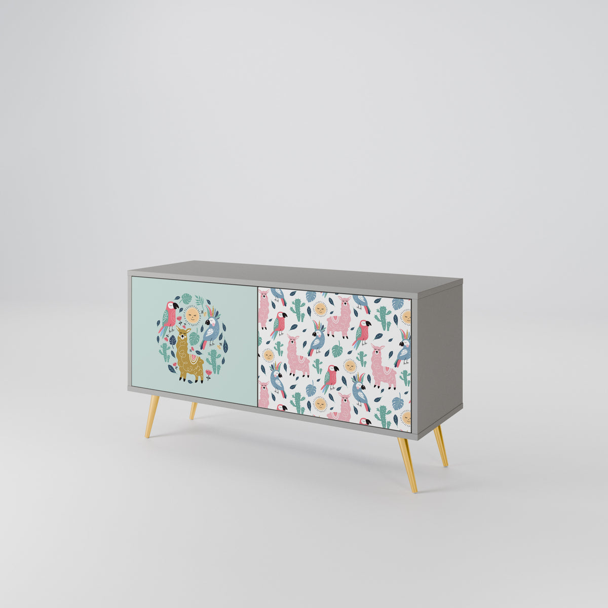 COLORFUL ALPACAS Mueble de TV Compacto de 2 puertas