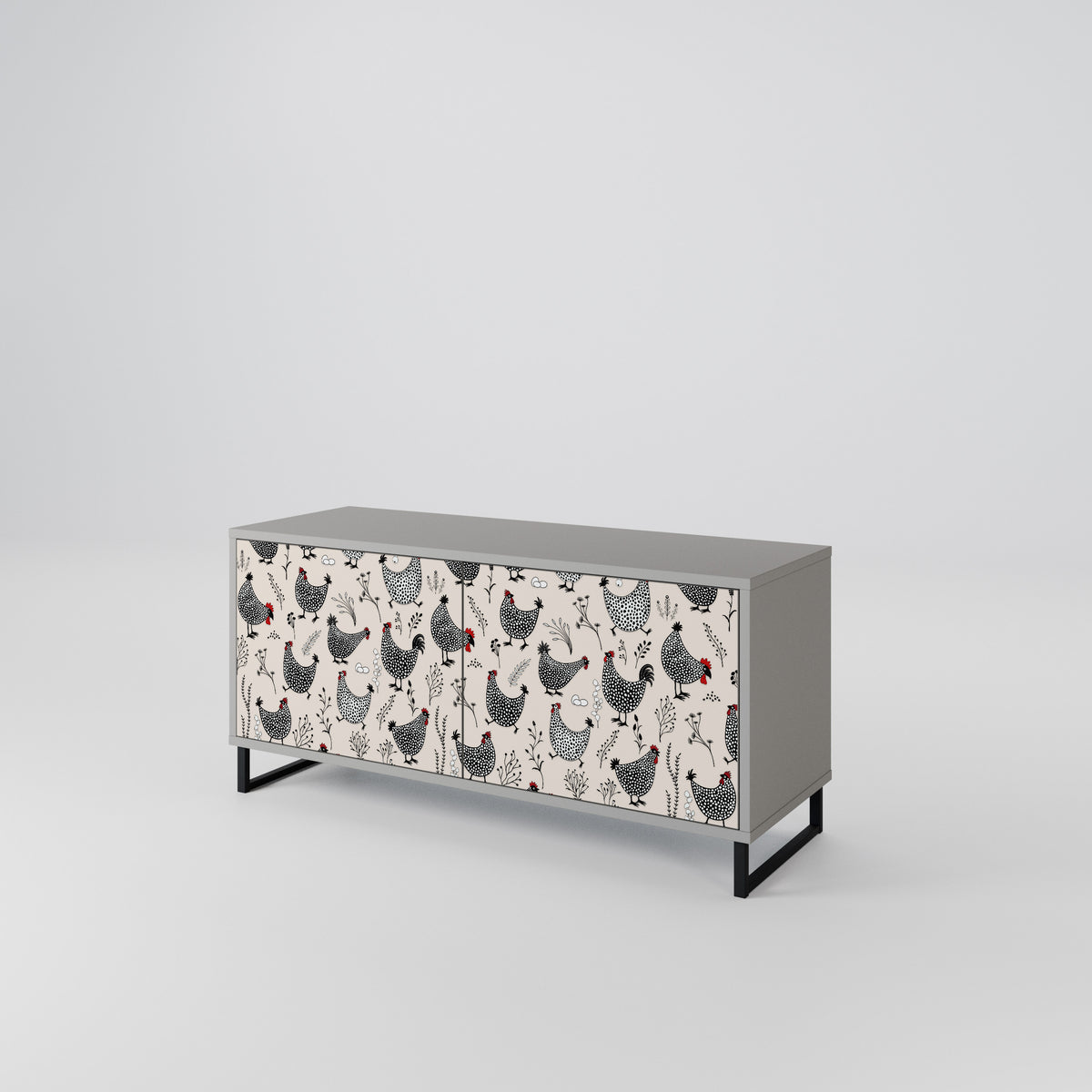 HAPPY HENS Compact 2-Door TV Cabinet