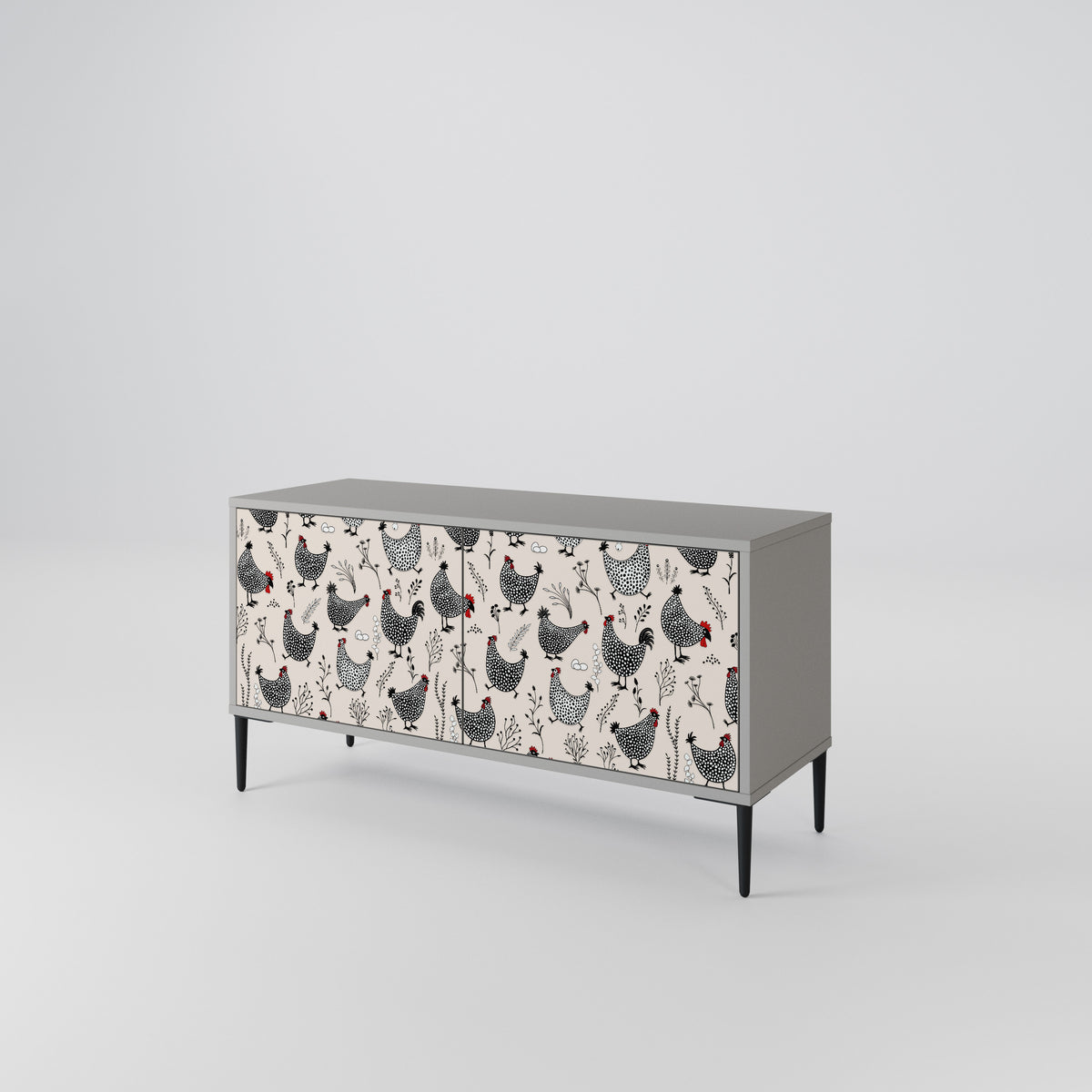 HAPPY HENS Compact 2-Door TV Cabinet