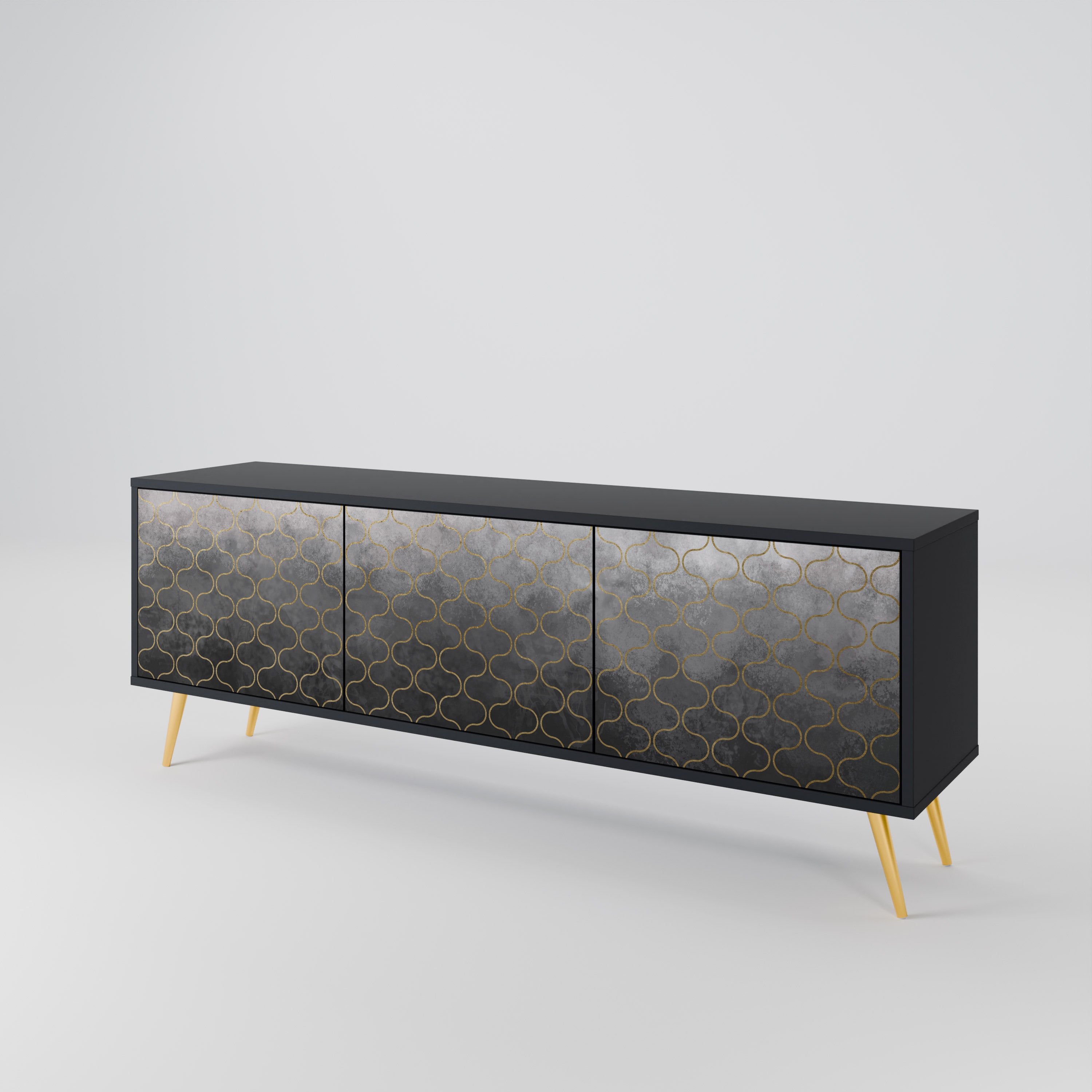TESSELATED GRAYISH 3-Door TV Cabinet