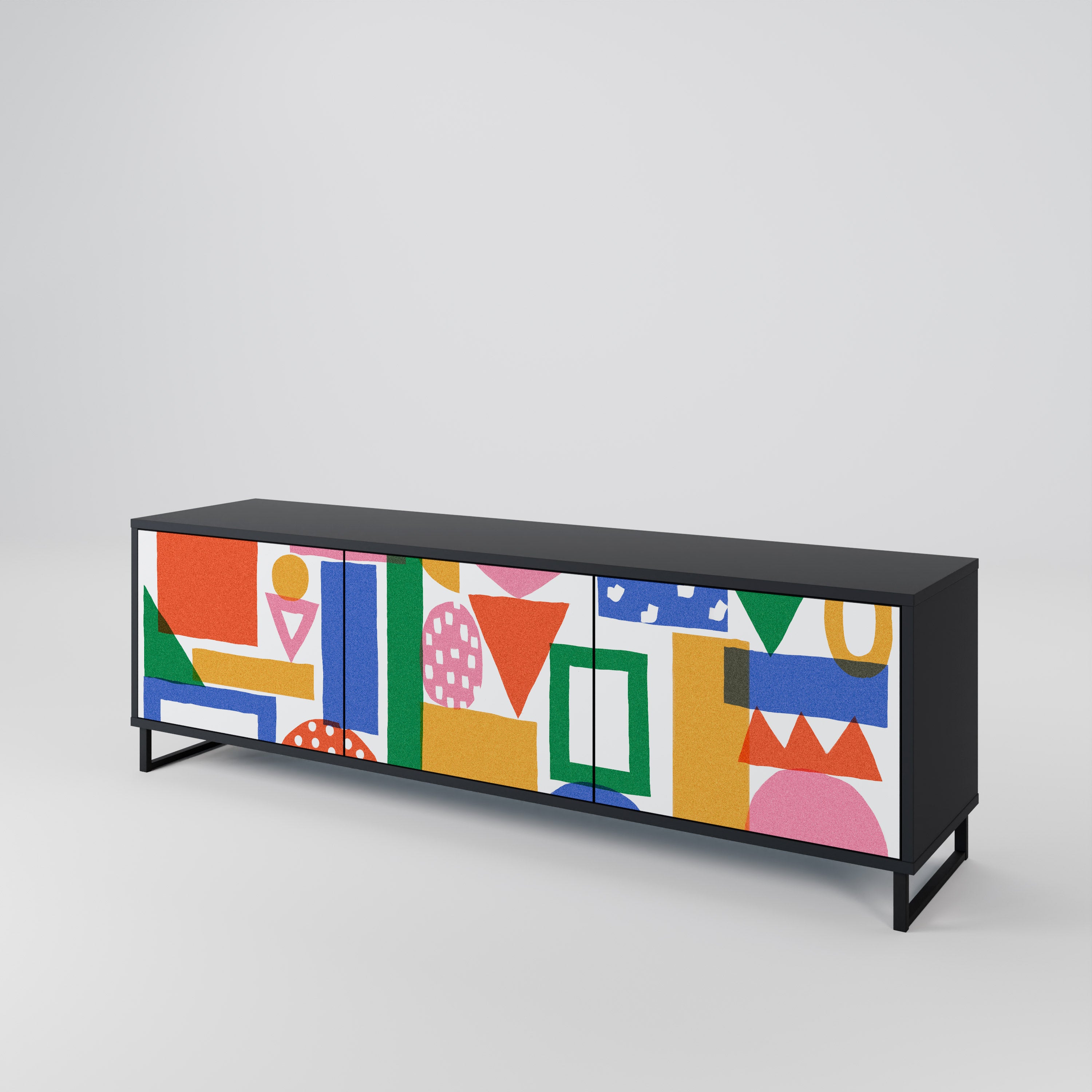 GEOMETRIC GLIMMER TV-bänk med 3 dörrar