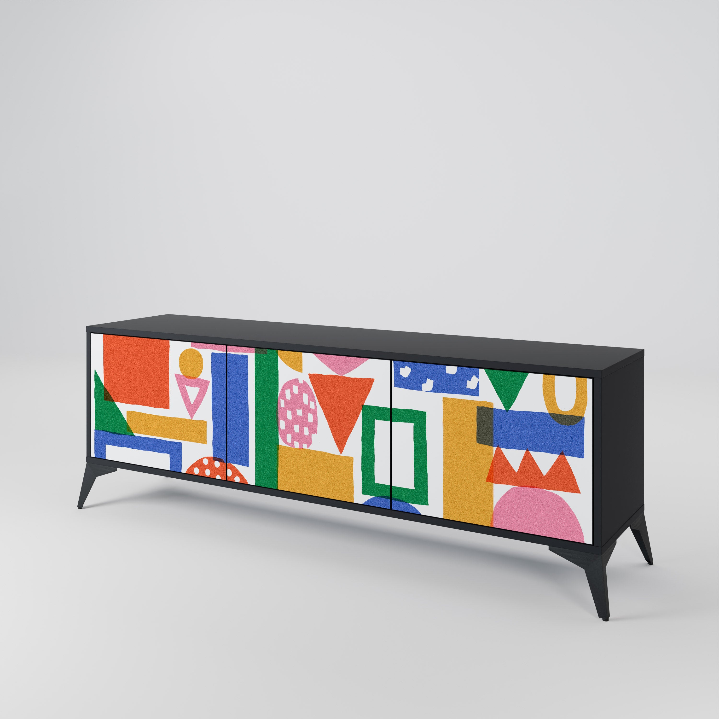 GEOMETRIC GLIMMER TV-bänk med 3 dörrar