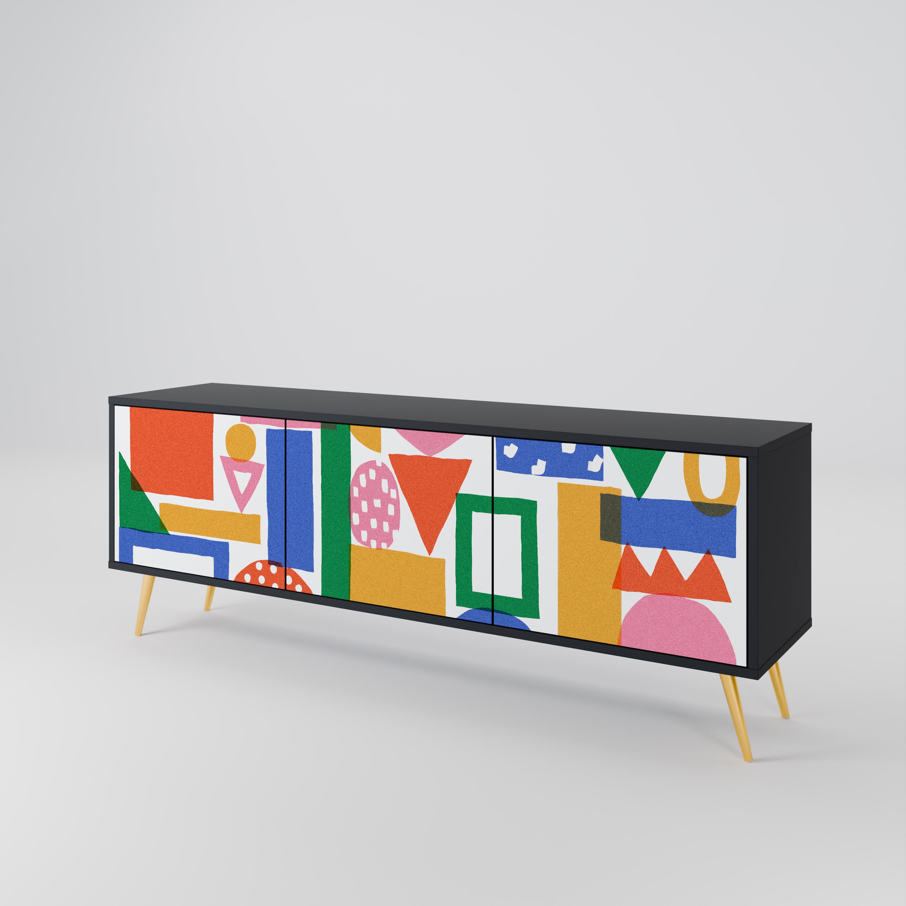GEOMETRIC GLIMMER TV-bänk med 3 dörrar